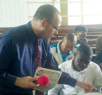 Michael Bitz ’94, ’98 TC works with teachers in Nigeria.